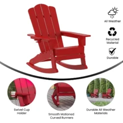Flash Furniture Newport HDPE Adirondack Chair With Cup Holder And Pull Out Ottoman, All-Weather HDPE Indoor/Outdoor Chair -Garden Furniture Store GUEST 53557d12 0b54 4078 a8d3 263ba0211cc9