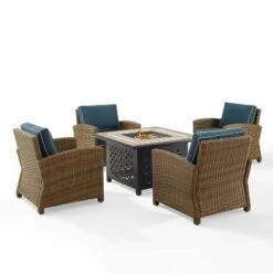 Bradenton 5pc Outdoor Wicker Arm Chair & Fire Table Set - Crosley -Garden Furniture Store GUEST 542c58e1 de31 46f7 8ff5 78e85e9240a9