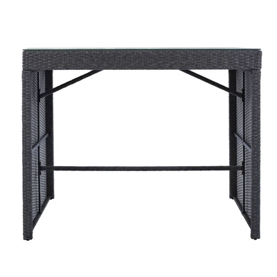 5pc Outdoor Rattan Bar Set With Stools & Cushions- Gray - WELLFOR 12 5pc Outdoor Rattan Bar Set With Stools & Cushions- Gray - WELLFOR - Image 12