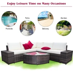 Costway 6PCS Rattan Furniture Set Conversation Cushioned Sofa Armrest Garden TurquoiseWhite 14 Costway 6PCS Rattan Furniture Set Conversation Cushioned Sofa Armrest Garden TurquoiseWhite -Garden Furniture Store GUEST 546f05a9 148c 4dc7 8d17 c385d6d60353