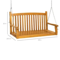 Best Choice Products 48in Wooden Curved Back Hanging Porch Swing Bench For Patio, Deck W/ Mounting Chains -Garden Furniture Store GUEST 5474db28 9b86 4e1b aa5e 6cf0f7b5cc66