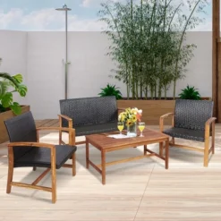 Costway 8PCS Outdoor Patio Rattan Furniture Set Acacia Wood Frame Sofa Loveseat Garden 10 Costway 8PCS Outdoor Patio Rattan Furniture Set Acacia Wood Frame Sofa Loveseat Garden -Garden Furniture Store GUEST 55585513 b54e 4693 9f58 5601c6d58d03