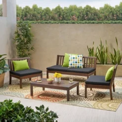 Caswell 4pc Acacia Wood Chat Set - Christopher Knight Home 12 Caswell 4pc Acacia Wood Chat Set - Christopher Knight Home -Garden Furniture Store GUEST 5571a3f1 9064 4962 9917 02adb69fd899