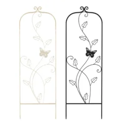 Garden Trellis-For Climbing Plants- 46-Inch White Decorative Leafy Vine & Butterfly Metal Panel-For Roses, Vegetable Plants & Flowers By Pure Garden -Garden Furniture Store GUEST 5633bd23 5512 4d4a b8b3 368264f10ce2