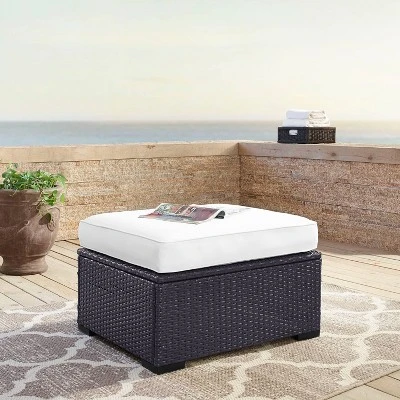 Biscayne Outdoor Wicker Ottoman - White - Crosley 1 Biscayne Outdoor Wicker Ottoman - White - Crosley