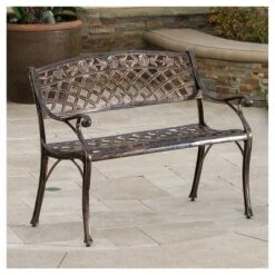 Hamilton Cast Aluminum Patio Bench- Copper - Christopher Knight Home -Garden Furniture Store GUEST 58491ce1 6f98 49b1 96a3 cf2195eb70f0