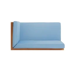 2pc Brava Outdoor Acacia Wood Right Arm Loveseat & Coffee Table With Cushion Teak/Blue - Christopher Knight Home -Garden Furniture Store GUEST 588da207 a0f3 434c 8079 e93b0cf3c2e1