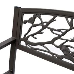 Outsunny 50" Vintage Animal Pattern Garden Cast Iron Patio Bench, Outdoor Furniture Loveseat Chair With Backrest And Armrest For Yard, Lawn, Brown -Garden Furniture Store GUEST 59474a4a ed01 4ec5 b894 edaa859841de