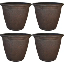 Sunnydaze Decor Sunnydaze Indoor/Outdoor Patio, Garden, Or Porch Weather-Resistant Double-Walled Anjelica Flower Pot Planter - 16" - Rust Finish -Garden Furniture Store GUEST 59f9dc5b 2c67 447d 898d 196fbbf980bf