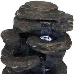 Sunnydaze Decor Sunnydaze 24"H Electric Polystone Rock Falls Waterfall Outdoor Water Fountain With LED Lights -Garden Furniture Store GUEST 5a5b31d9 e6df 4122 848f 3bb22101d28a