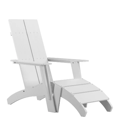 Emma And Oliver Indoor/Outdoor Modern 2-Slat Adirondack Style Chair And Footrest 13 Emma And Oliver Indoor/Outdoor Modern 2-Slat Adirondack Style Chair And Footrest - Image 13