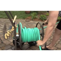 Liberty Garden 871 4 Wheel 250 Foot Capacity Steel Frame Water Hose Reel Cart With Basket For Backyard, Garden, Or Home, Brown -Garden Furniture Store GUEST 5ac3ac92 d73a 4593 9f94 02fa6a995691