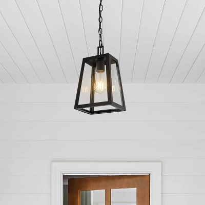 6.75" 1-Light Glendale Farmhouse Industrial Iron/Glass Outdoor LED Pendant Black/Clear - JONATHAN Y 2 6.75" 1-Light Glendale Farmhouse Industrial Iron/Glass Outdoor LED Pendant Black/Clear - JONATHAN Y - Image 2