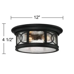 John Timberland Flush Mount Outdoor Ceiling Light Fixture Black 12" Seedy Glass For Exterior House Porch -Garden Furniture Store GUEST 5afc0f40 32e0 480b a710 5d1bc6083e11
