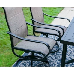 7pc Outdoor Dining Set With Padded Swivel Chairs & Metal Rectangle Table With Umbrella Hole - Gray - Captiva Hole -Garden Furniture Store GUEST 5b4c5ad5 05ea 413d a792 d80f3804ec19