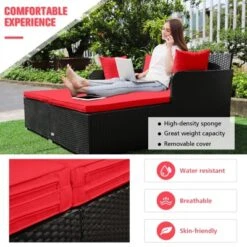 Tangkula Patio Rattan Daybed With 4 Pillows Cushioned Sofa For Outdoor 18 Tangkula Patio Rattan Daybed With 4 Pillows Cushioned Sofa For Outdoor -Garden Furniture Store GUEST 5b7896a0 b31a 48b5 a996 1ba44f1d6e69