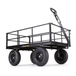 Gorilla Cart GOR1200-COM 9 Cubic Feet 1200 Pound Capacity Heavy Duty Durable Steel Utility Wagon Cart W/ 2 In 1 Towing Handle & Removable Sides, Black -Garden Furniture Store GUEST 5bc75753 4da6 4557 9e43 7c3514ad60cf