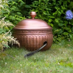 La Jolla Copper Finish Hose Pot With Lid - Good Directions -Garden Furniture Store GUEST 5c047973 0cde 40b6 be51 2b9740846143
