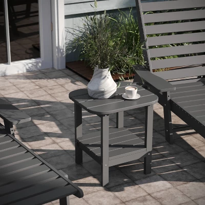 Emma And Oliver Two Tier Polyresin Adirondack Side Table - All-Weather For Indoor/Outdoor Use 2 Emma And Oliver Two Tier Polyresin Adirondack Side Table - All-Weather For Indoor/Outdoor Use - Image 2