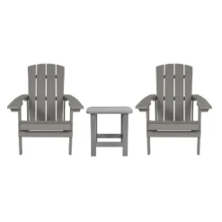 Emma And Oliver Three Piece Hammond Adirondack Style Conversation Set With Two Chairs And Matching Side Table For Indoor And Outdoor Use -Garden Furniture Store GUEST 5ce216ab 76b1 49b9 a5bd f8038216a237