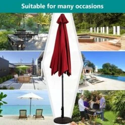 Costway 10FT Patio Umbrella 6 Ribs Market Steel Tilt W/ Crank Outdoor Garden Burgundy -Garden Furniture Store GUEST 5dc43b60 372d 4458 ae49 5a90ef4b0ed1