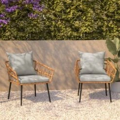 Flash Furniture Evin Set Of 2 Boho Indoor/Outdoor Rope Rattan Wicker Patio Chairs With All-Weather Cushions -Garden Furniture Store GUEST 5dffb3a5 4309 4537 846d 886d70f643cd