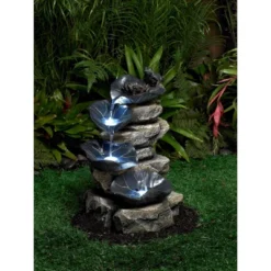 John Timberland Frog And Four Lily Pad Rustic Cascading Outdoor Floor Water Fountain With LED Light 21" For Yard Garden Patio Home Deck Porch Exterior -Garden Furniture Store GUEST 5e31676c 85cf 4e75 951c ecc2448287b4
