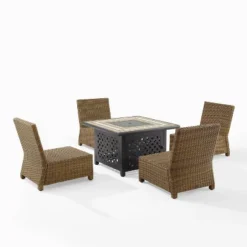 Bradenton 5pc Outdoor Wicker Armless Chair & Fire Table Set - Crosley -Garden Furniture Store GUEST 5e3e33d2 5237 4b4f 8046 fe8c00060686