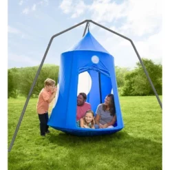 HearthSong Extra Large Nylon Family HugglePod HangOut Hanging Tent With Quilted Floor Mat And LED Lights -Garden Furniture Store GUEST 5e9d4dec c187 4d5c b93a cd11b064d566