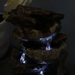Sunnydaze Decor Sunnydaze Indoor Home Decorative Tiered Rock And Log Waterfall Tabletop Water Fountain With LED Lights - 10" -Garden Furniture Store GUEST 5e9d5538 a9c3 49cd b5e5 1db02c8071a2