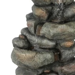LuxenHome 33.5" H Gray Resin Cascading Rock Outdoor Fountain -Garden Furniture Store GUEST 5ea0a8ec cf4e 468f a25b 6a3ee6bbb52b