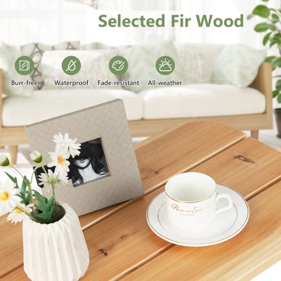 Costway 2PCS Patio Wooden Rocking Chair Bistro Set High Backrest W/Folding Side Table 6 Costway 2PCS Patio Wooden Rocking Chair Bistro Set High Backrest W/Folding Side Table - Image 6