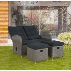 Monaco 3pc Set With 2 Seat Reclining Bench & 2 Ottomans - Gray - Alaterre Furniture -Garden Furniture Store GUEST 5fce561c 304d 4727 ad5b 1e2e7f3e5372