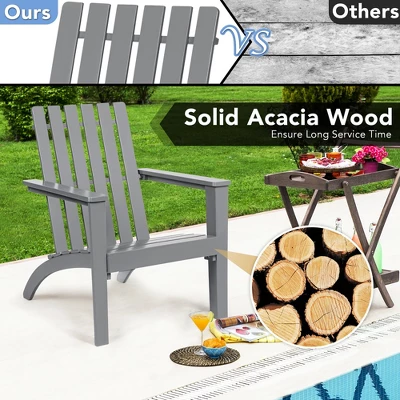 Costway 2PCS Patio Adirondack Chair Side Table Set Solid Wood Garden Deck Grey 8 Costway 2PCS Patio Adirondack Chair Side Table Set Solid Wood Garden Deck Grey - Image 8