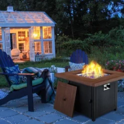 5pc Patio Dining Set With 34" Square Fire Pit Table & Swivel Arm Chairs - Captiva Designs -Garden Furniture Store GUEST 610944bc d1bd 4815 a2f8 0be671e00bfb