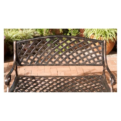 Cozumel Cast Aluminum Patio Bench - Antique Copper - Christopher Knight Home 3 Cozumel Cast Aluminum Patio Bench - Antique Copper - Christopher Knight Home - Image 3