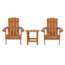 Emma And Oliver Three Piece Hammond Adirondack Style Conversation Set With Two Chairs And Matching Side Table For Indoor And Outdoor Use -Garden Furniture Store GUEST 6264f409 e83b 47bd b3c8 84b7226cd36d