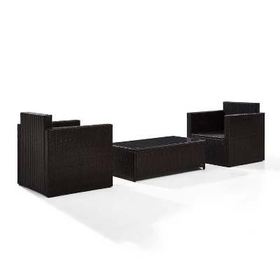 Palm Harbor 3pc All-Weather Wicker Patio Seating Set - Gray Cushions - Crosley 5 Palm Harbor 3pc All-Weather Wicker Patio Seating Set - Gray Cushions - Crosley - Image 5