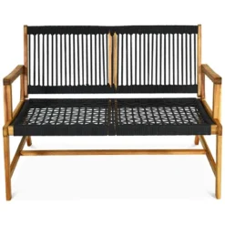 Costway 2-Person Patio Acacia Wood Bench Loveseat Chair Garden Furniture BlackGreyTurquoise -Garden Furniture Store GUEST 640dbd3b 4016 48af 88c5 bd179ade4af5
