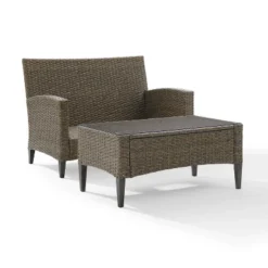 Rockport 2pc Outdoor Wicker Loveseat Seating Set - Crosley -Garden Furniture Store GUEST 64c5a4b6 9c67 4e24 b5cb d3348d9881f0