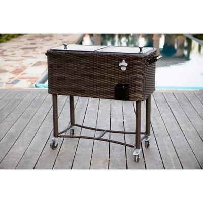 80qt Portable Rolling Patio Cooler Dark Wicker - Permasteel 9 80qt Portable Rolling Patio Cooler Dark Wicker - Permasteel - Image 9