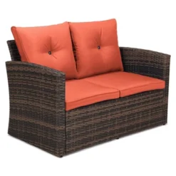 6pc Wicker Outdoor Conversation Set With Cushions - Orange - EDYO LIVING 23 6pc Wicker Outdoor Conversation Set With Cushions - Orange - EDYO LIVING -Garden Furniture Store GUEST 652395ed c009 4b26 b15f 6d85c56ecca3