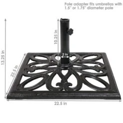 Sunnydaze Decor Sunnydaze Outdoor Heavy-Duty Cast Iron Decorative Imperial Geometric Design Square Patio Umbrella Base - 16" - Black 7 Sunnydaze Decor Sunnydaze Outdoor Heavy-Duty Cast Iron Decorative Imperial Geometric Design Square Patio Umbrella Base - 16" - Black -Garden Furniture Store GUEST 65afc237 4c30 4656 a14e 0bb916f90933