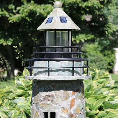 Sunnydaze Decor Sunnydaze Outdoor Backyard Garden Nautical Lighthouse Solar LED Pathlight Statue Figurine - 36" - Cobblestone 5 Sunnydaze Decor Sunnydaze Outdoor Backyard Garden Nautical Lighthouse Solar LED Pathlight Statue Figurine - 36" - Cobblestone - Image 5