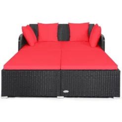 Tangkula Patio Rattan Daybed With 4 Pillows Cushioned Sofa For Outdoor 21 Tangkula Patio Rattan Daybed With 4 Pillows Cushioned Sofa For Outdoor -Garden Furniture Store GUEST 66205bcb 63e4 4b9c 96e6 c53c598fee98