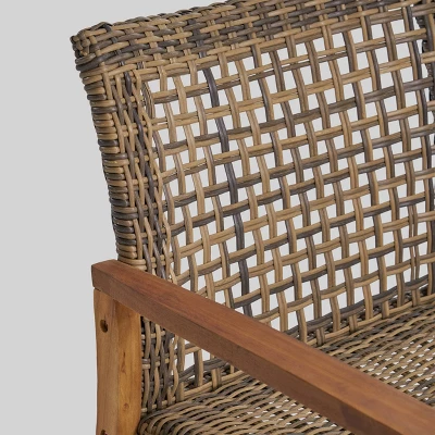 Hampton Wicker Loveseat - Natural/Gray - Christopher Knight Home 3 Hampton Wicker Loveseat - Natural/Gray - Christopher Knight Home - Image 3