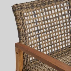 Breakwater 5pc Wood & Wicker Patio Chat Set With Fire Pit - Natural/Gray/Brown - Christopher Knight Home -Garden Furniture Store GUEST 66231694 51a9 42ba b5ab f57434cdec1c