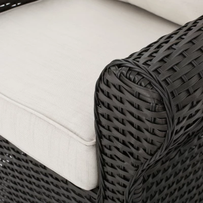 Acadia 3pc Wicker Rocker And MGO Gas Firepit Set - Dark Brown - Christopher Knight Home 3 Acadia 3pc Wicker Rocker And MGO Gas Firepit Set - Dark Brown - Christopher Knight Home - Image 3