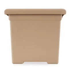 HC Companies ROS15500A34 13.25 Inch Deep By 15.5 Inch Wide Outdoor Square Accent Planter For Flowers, Vegetables, And Succulents, Sandstone Tan