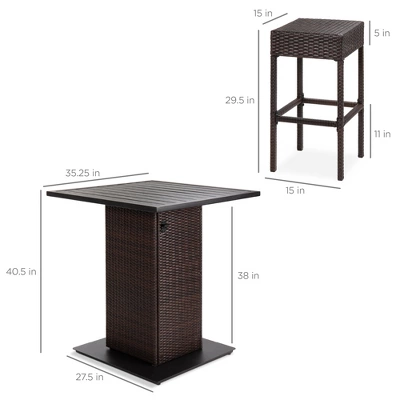 Best Choice Products 5-Piece Patio Wicker Bar Set W/ Built-In Bottle Opener, Hidden Storage Shelf, 4 Stools 5 Best Choice Products 5-Piece Patio Wicker Bar Set W/ Built-In Bottle Opener, Hidden Storage Shelf, 4 Stools - Image 5